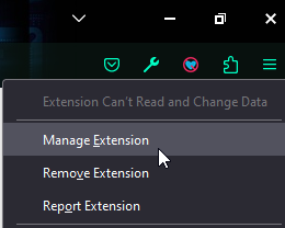 Manage Extensions Screenshot